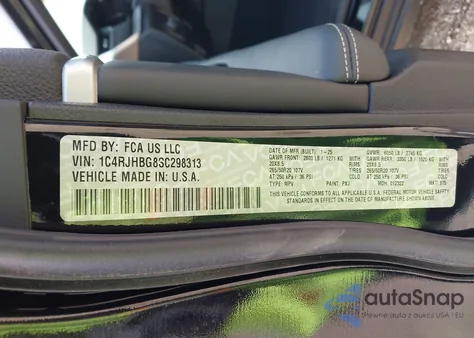 2025 Jeep Grand Cherokee Limited 4X4 z USA, uszkodzony, nr VIN 1C4RJHBG8SC298313